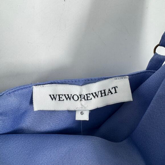 Revolve WeWoreWhat Cowl Satin Slip Midi Dress Slate Blue - Picture 4 of 4